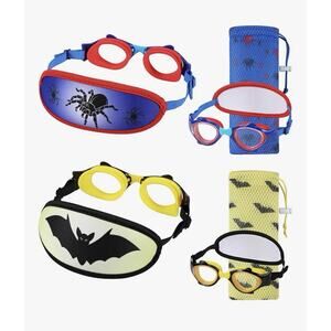 Toddler Goggles 2pk Bungee - Spider & Bat Children Swimming Goggles Fabric Strap